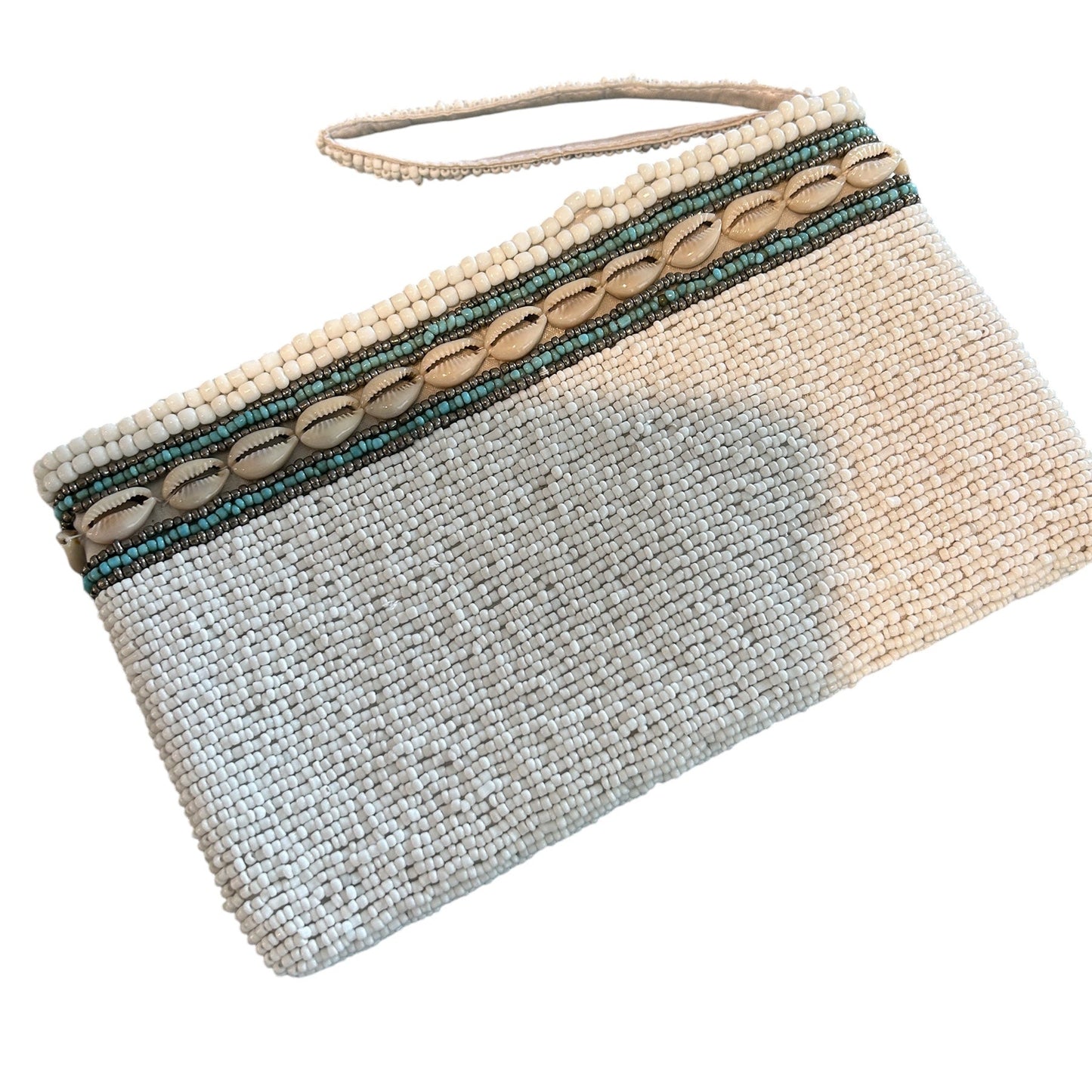 Beaded clutch - white