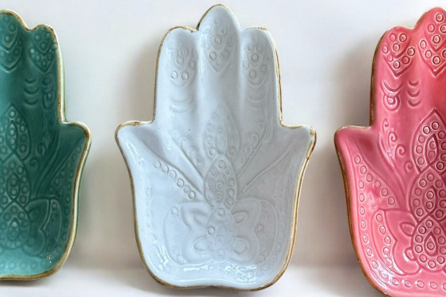 Ceramic Hamsa Hand - Aqua