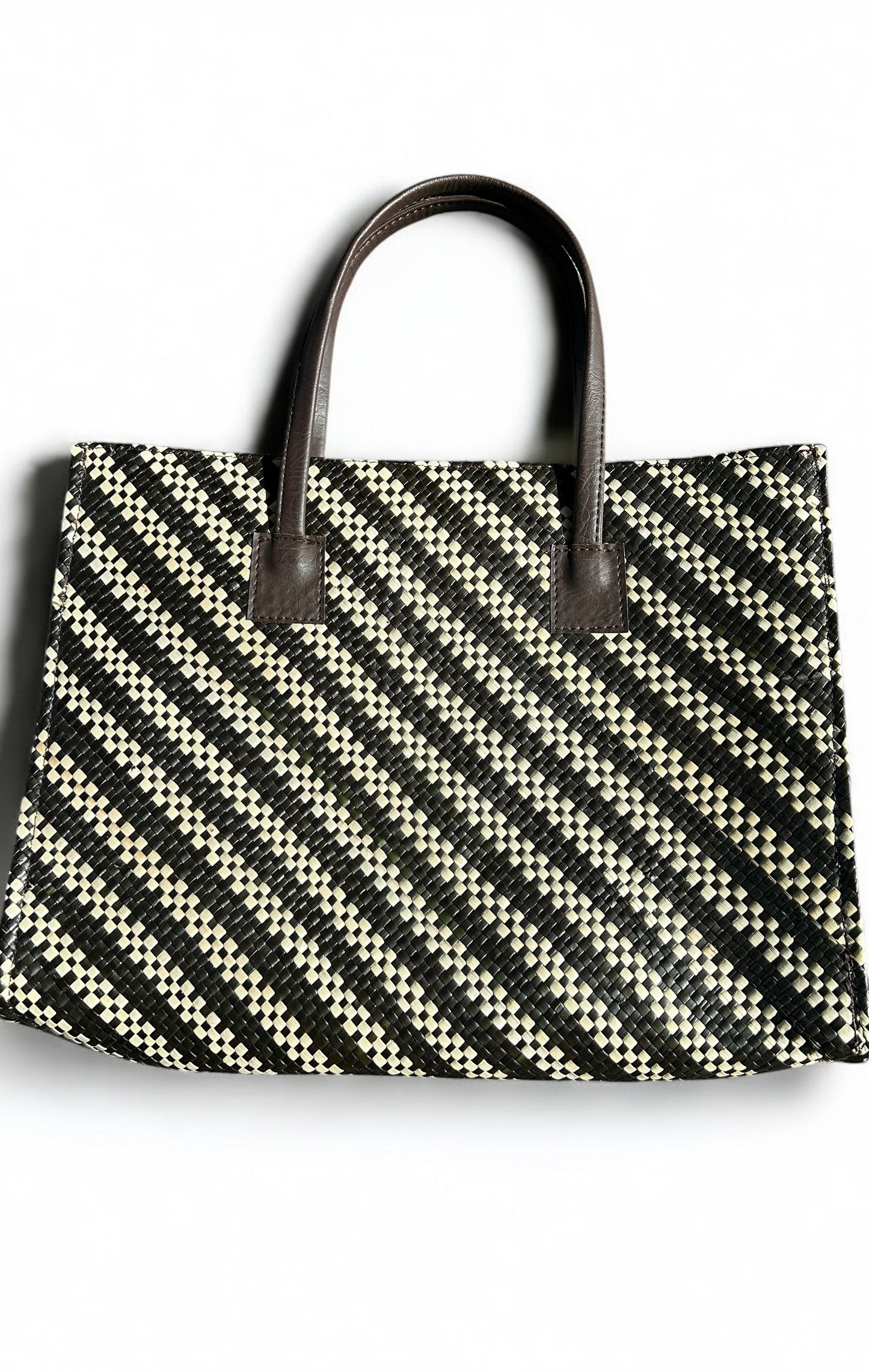 Black and white pandan bag