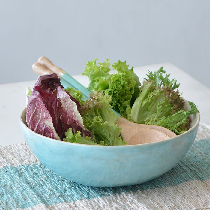 Capiz Shell Salad Bowl - Aqua