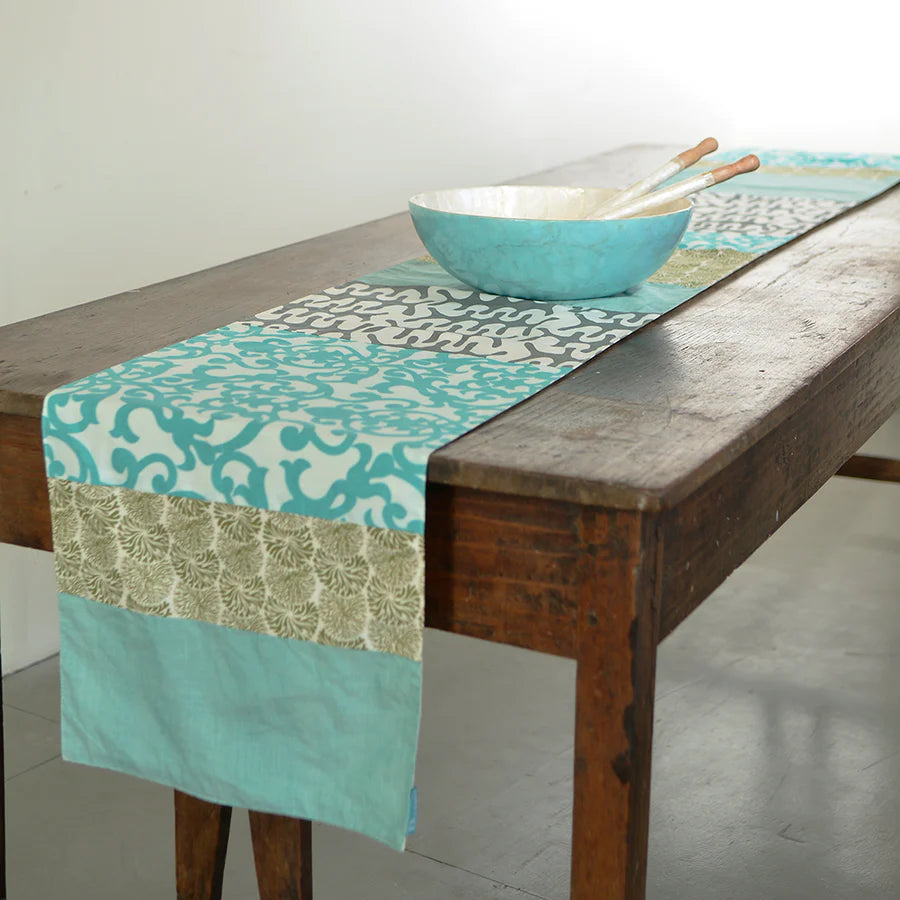 Long Table Runner - Aqua Slate