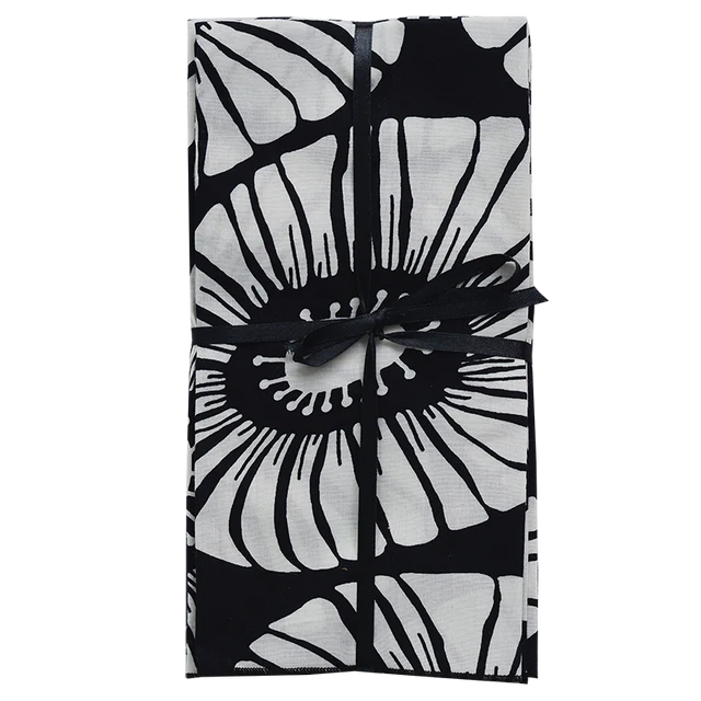 Napkins Retro Flower - Black and White