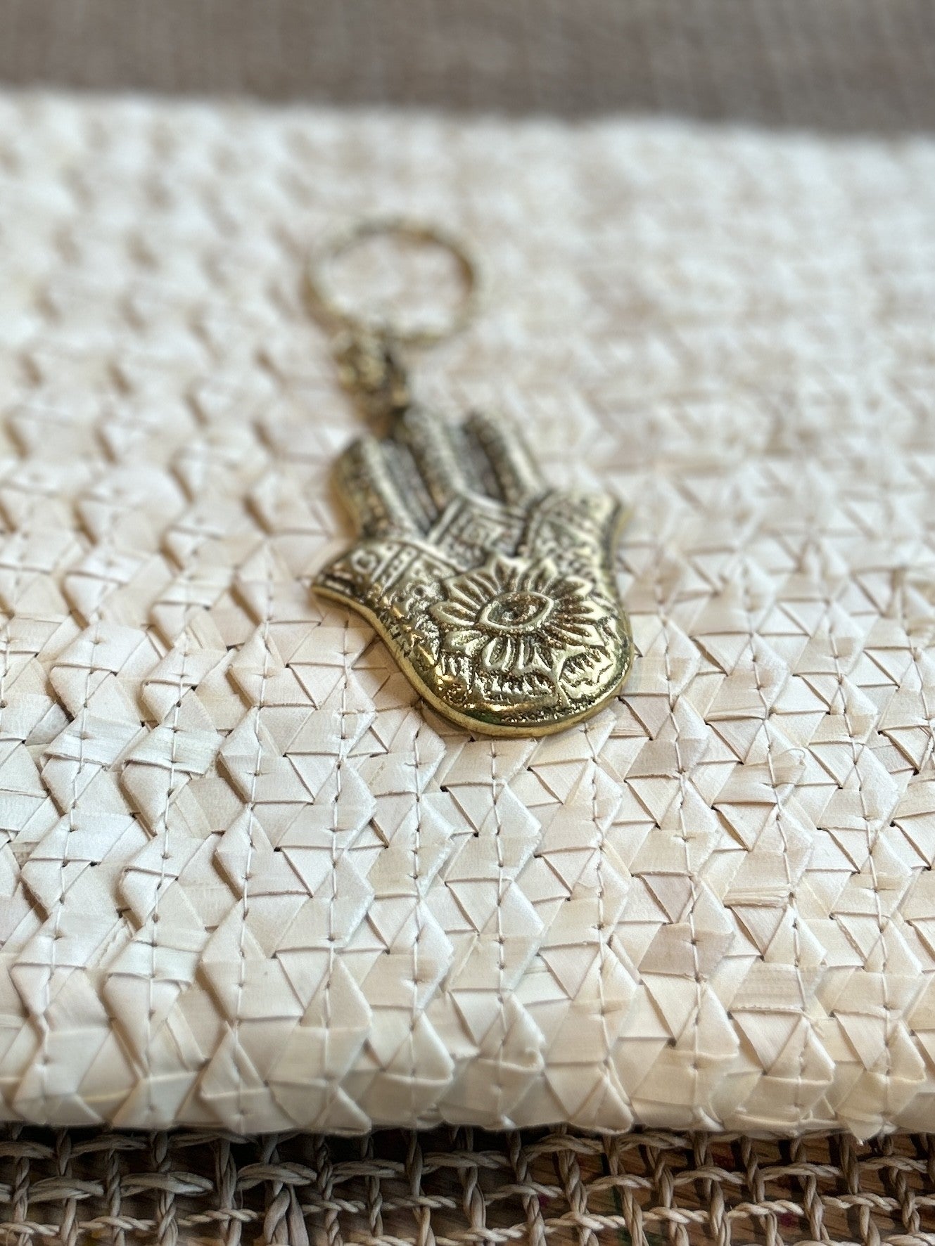 Hamsa Hand Brass Keyring