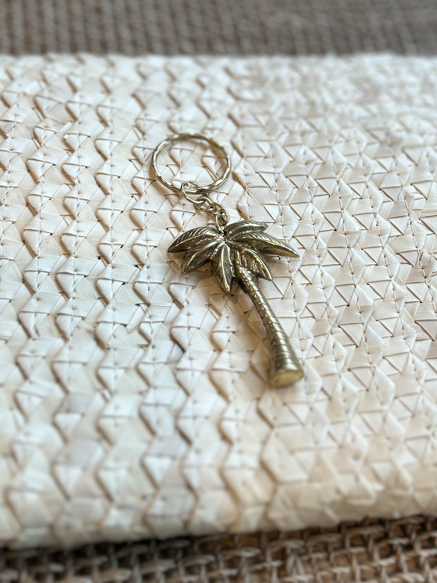 Palm Tree Brass Keyring