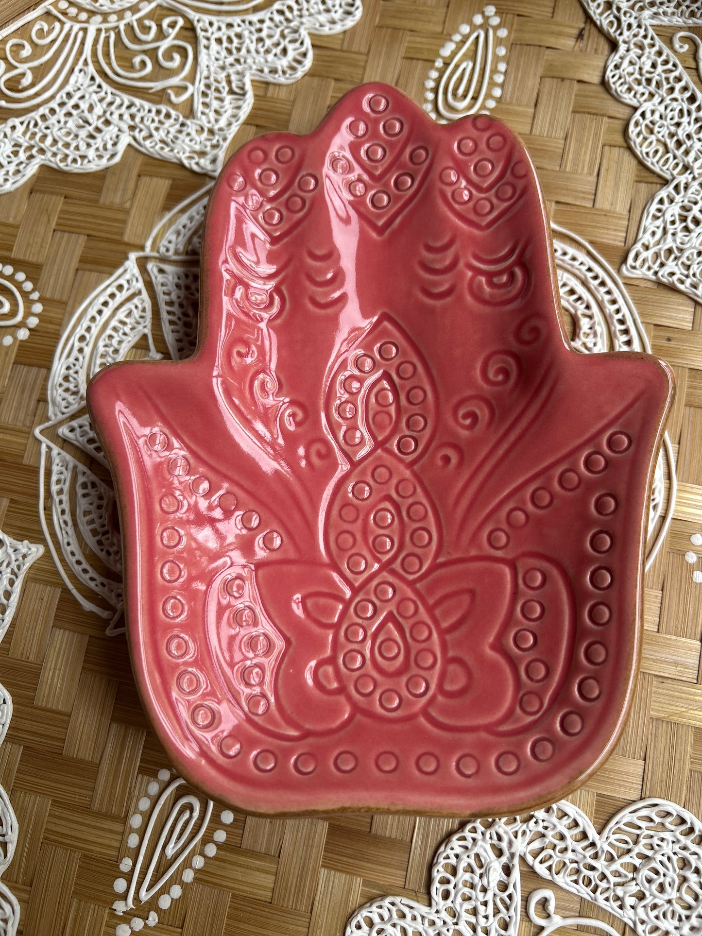 Ceramic Hamsa Hand - Pink