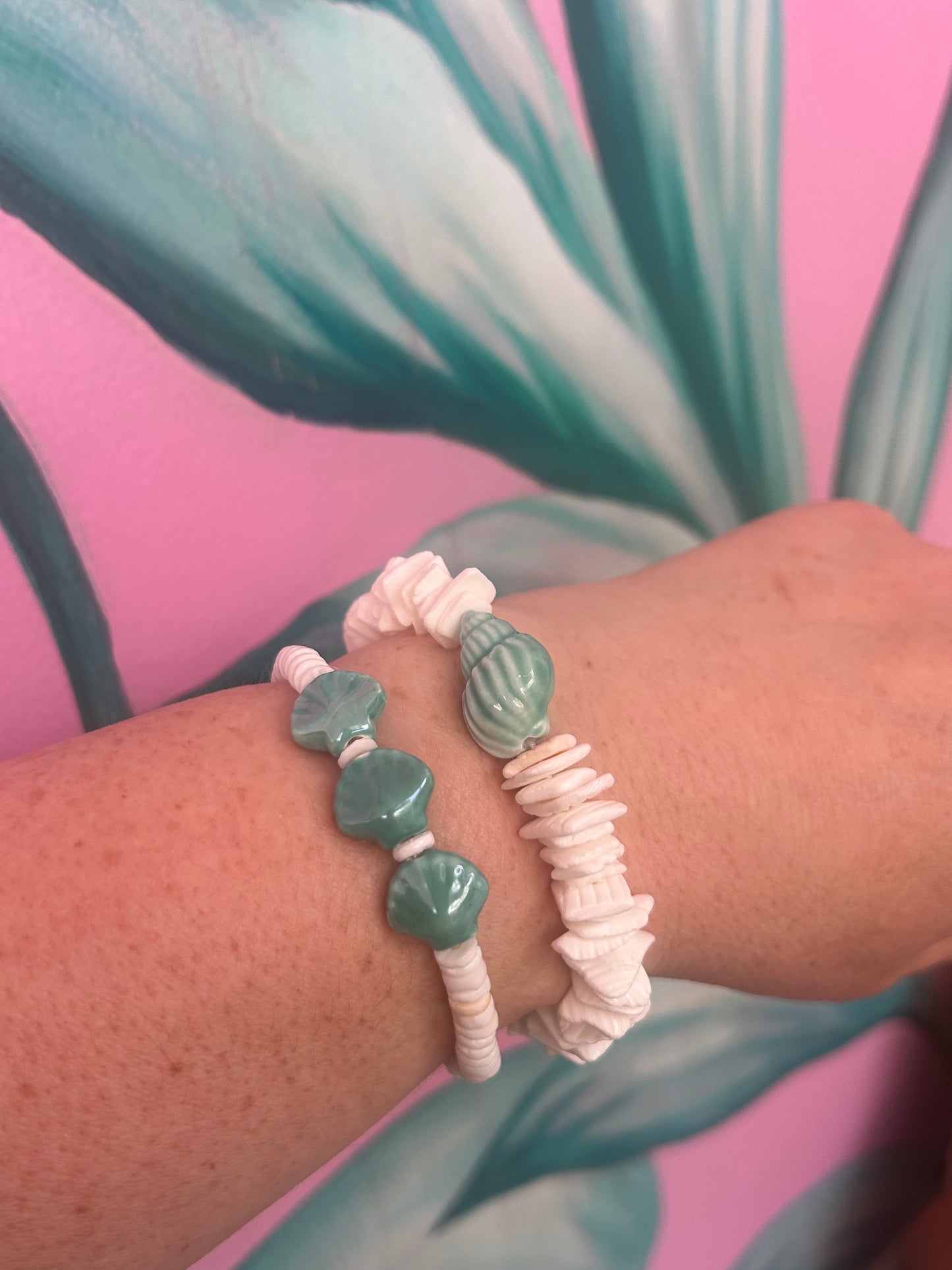 Lychee Clam Shell Trio Bracelet