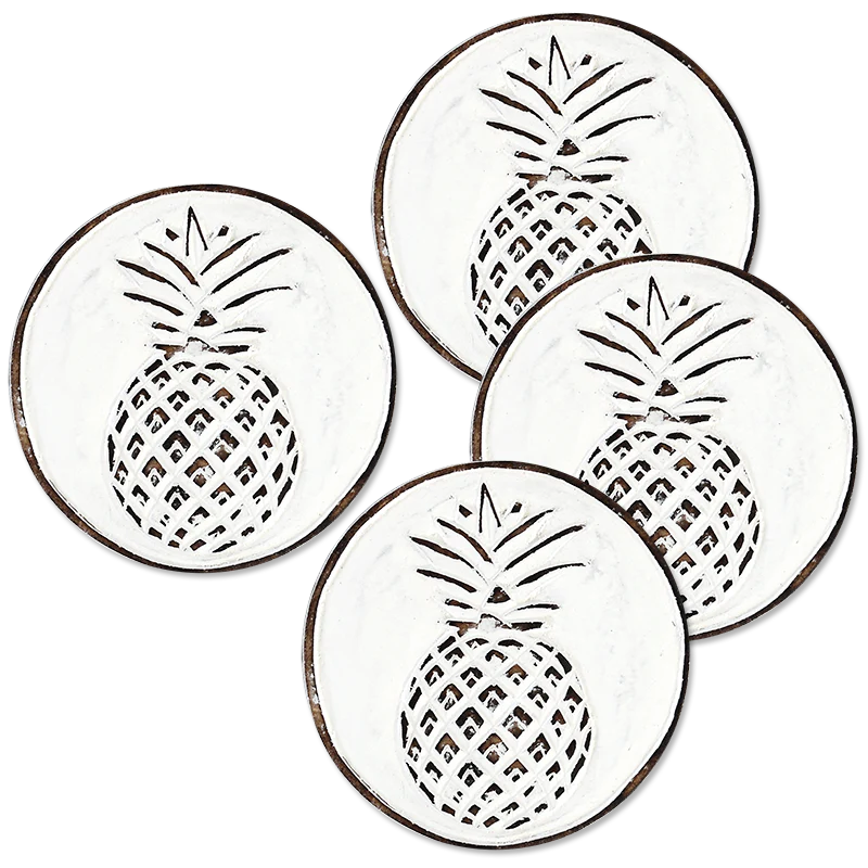 Wooden Pineapple Coaster (Set of 4)