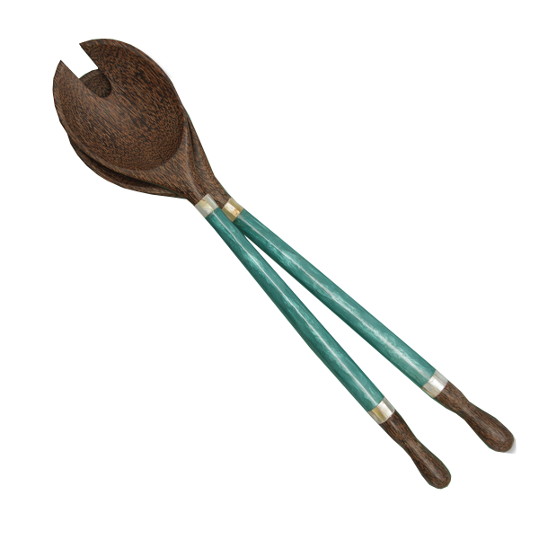 Capiz Shell Salad Servers - Teal