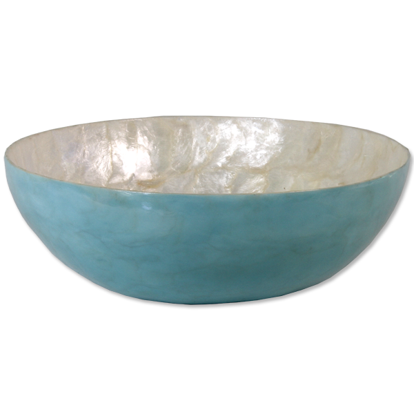 Capiz Shell Salad Bowl - Aqua