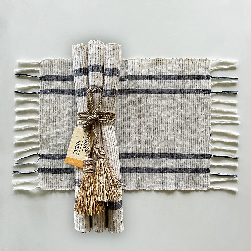 Vetiver Placemats - Indigo Stripe (Set of 6)