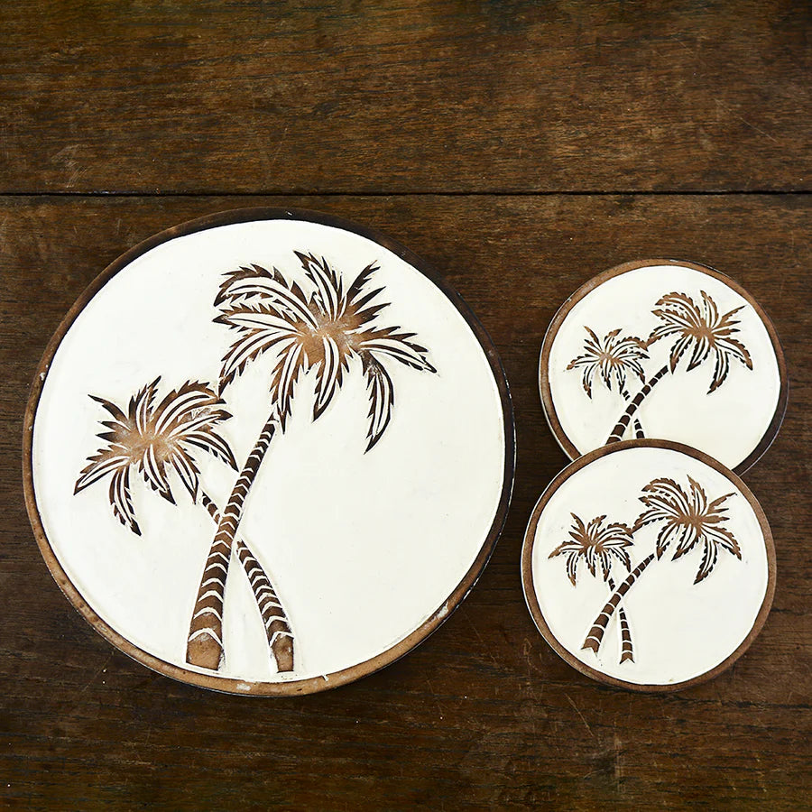Wooden Palm Tree Coaster (Set of 4)