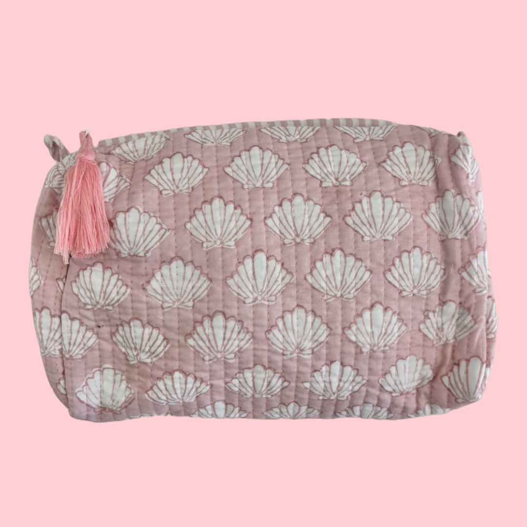 Indie Cosmetic Bag - Baby Pink Seashell