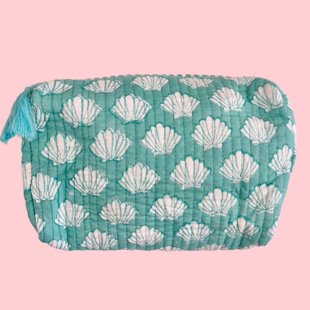 Indie Cosmetic Bag - Turquoise Sea Shell