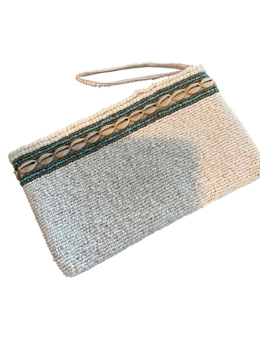 Beaded clutch - white