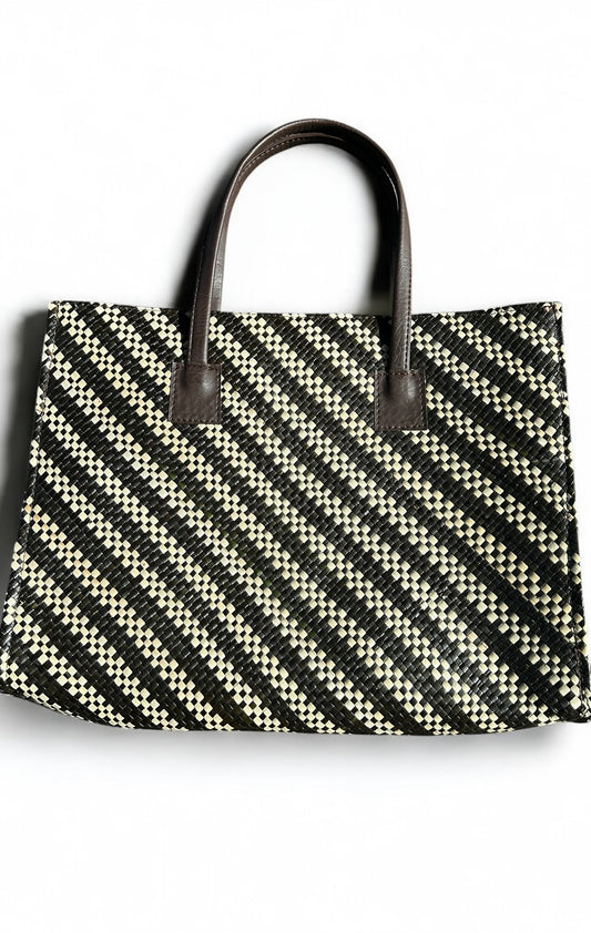 Black and white pandan bag