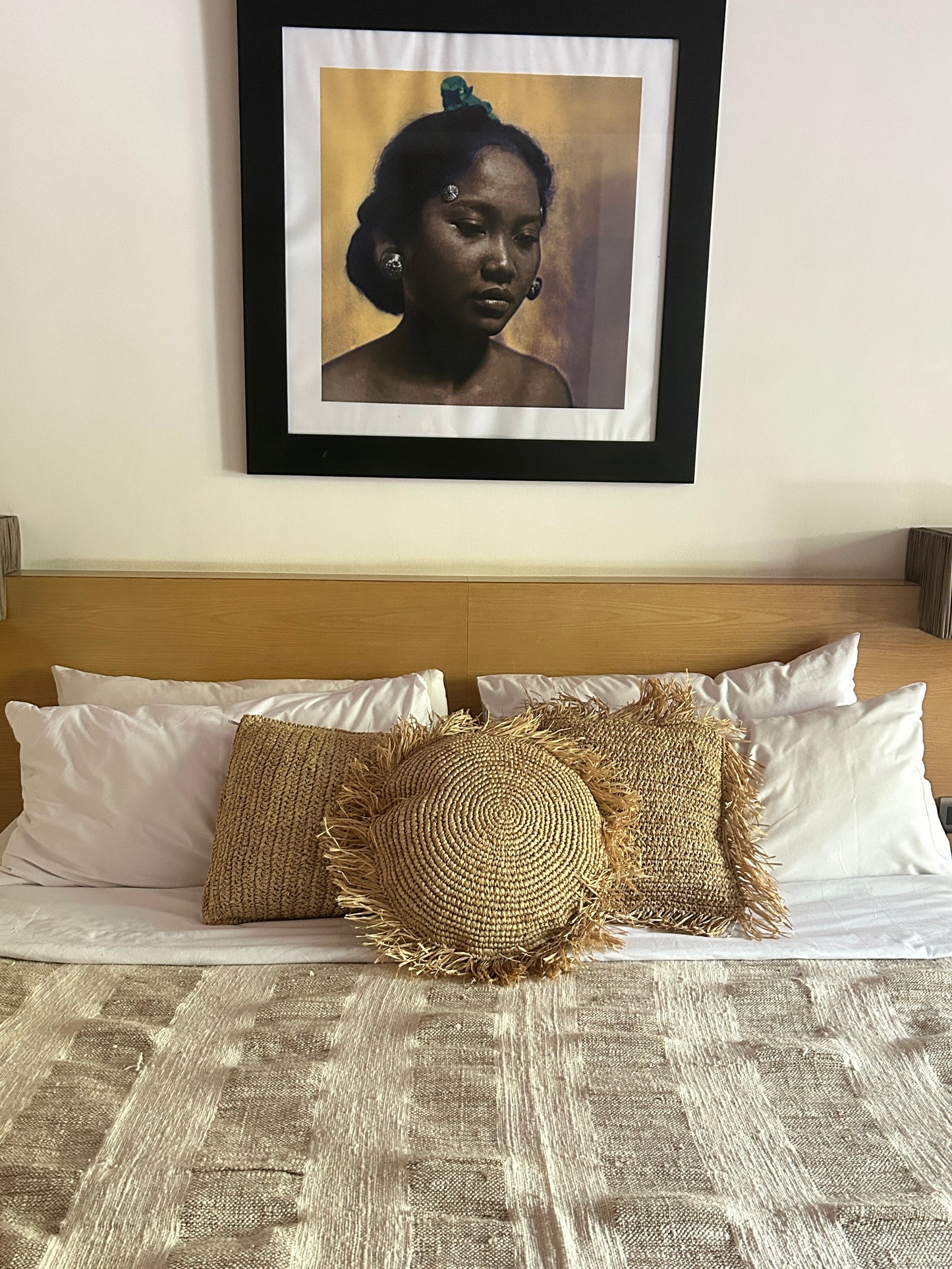 Raffia cushion cover - square