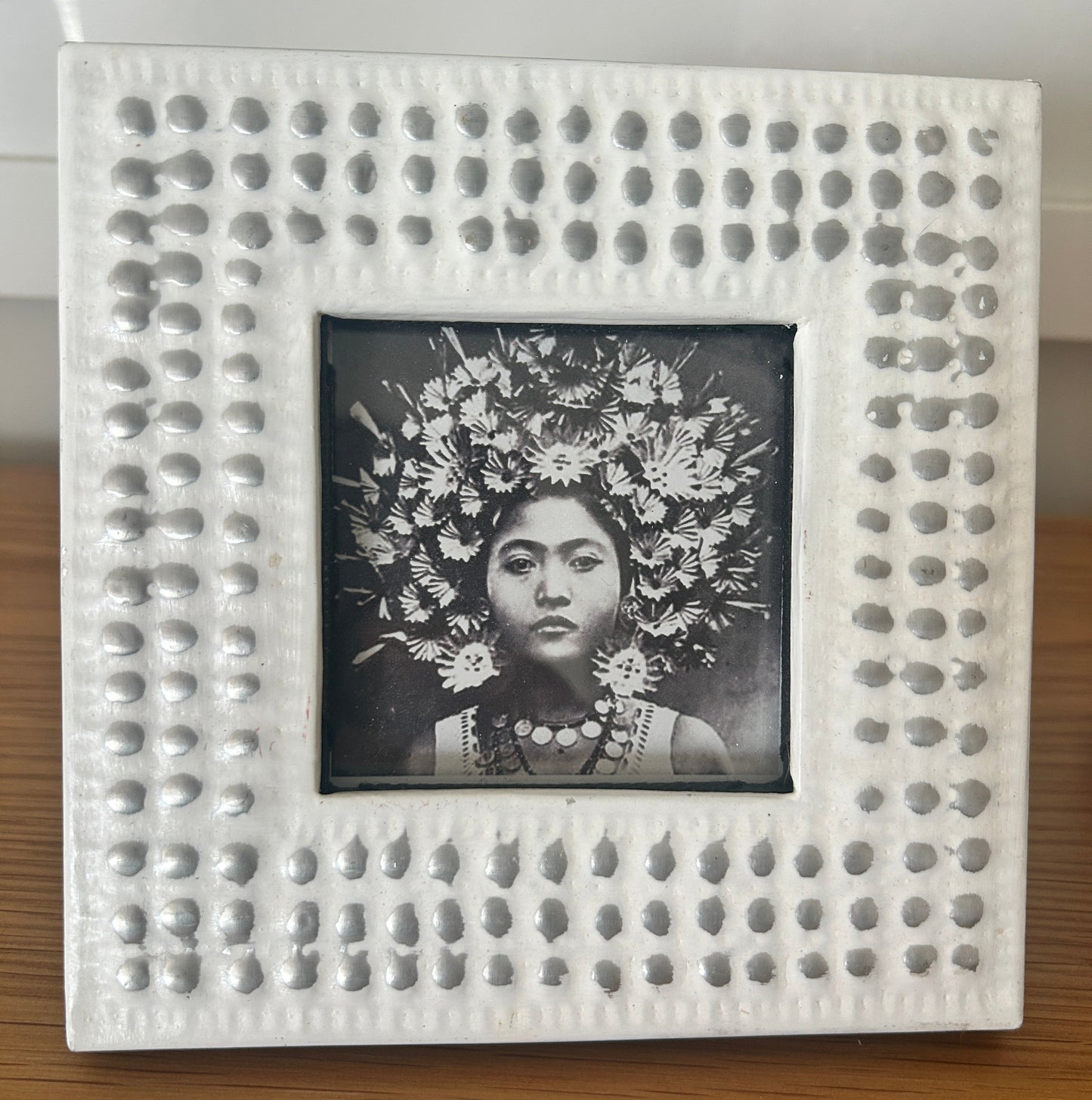 Pressed tin photo frame