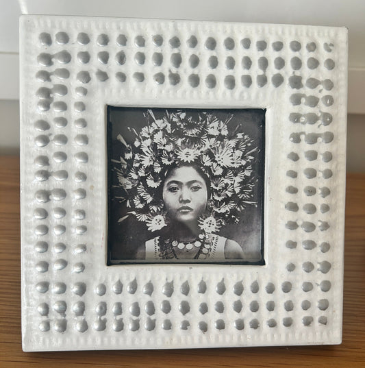 Pressed tin photo frame