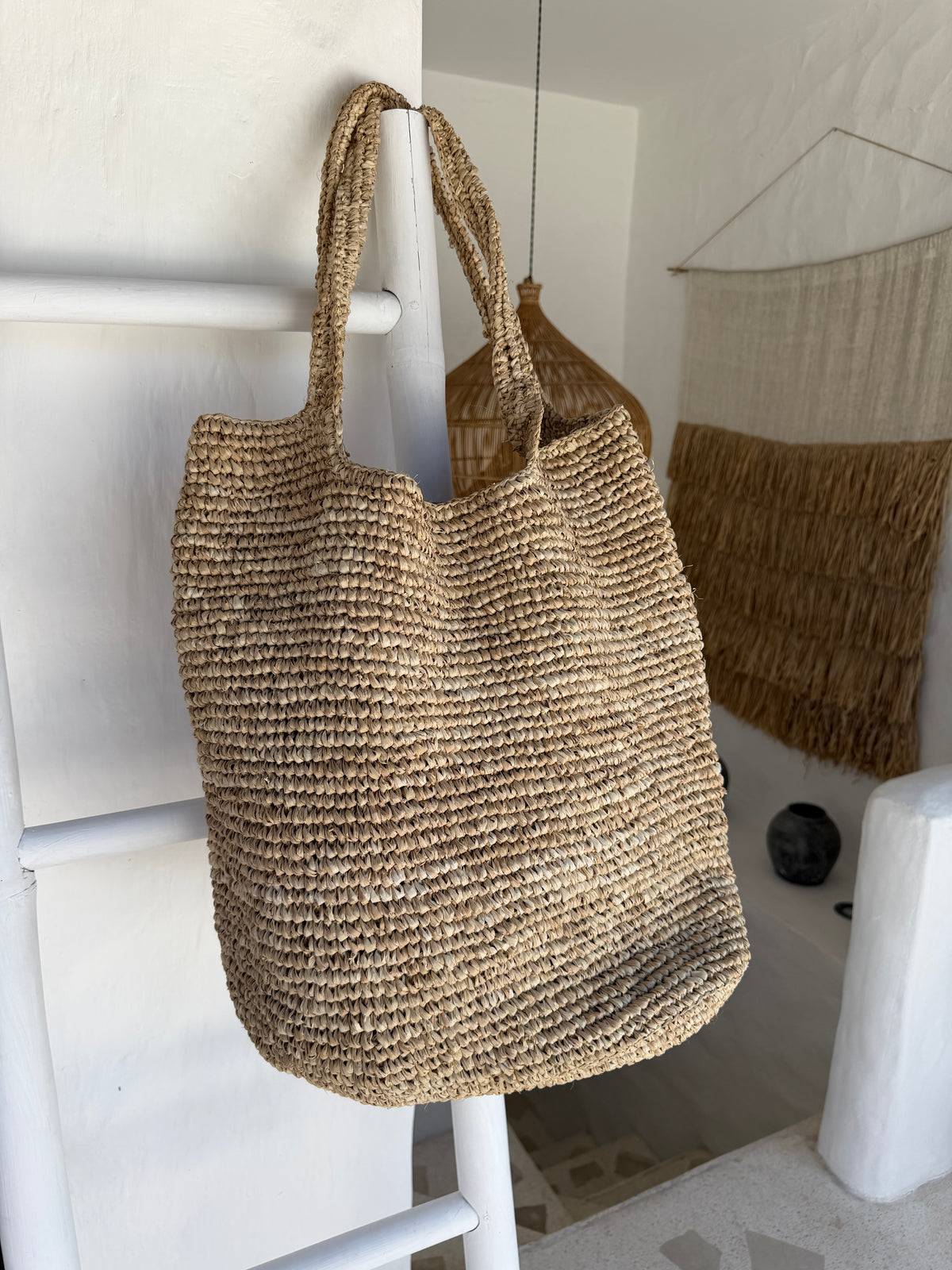 Lydia Raffia Tote - XL