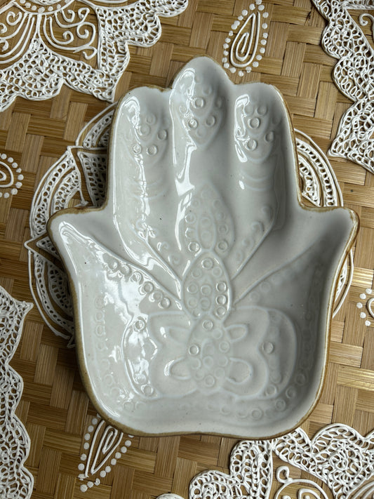 Ceramic Hamsa Hand - White