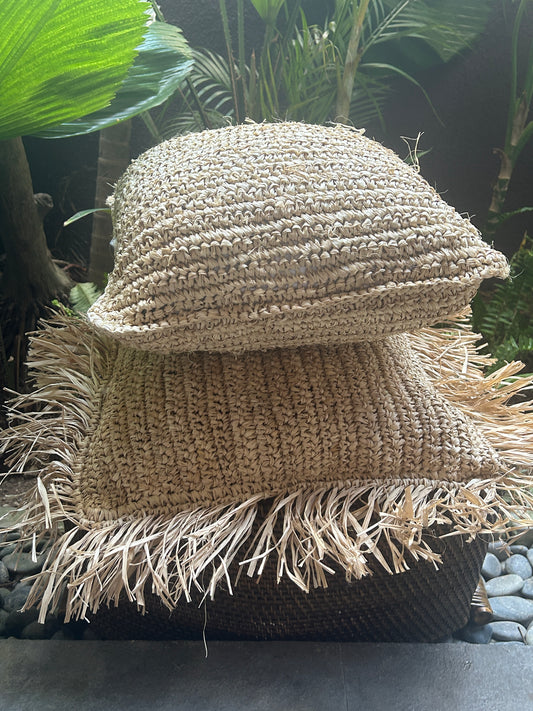 Raffia cushion cover - square
