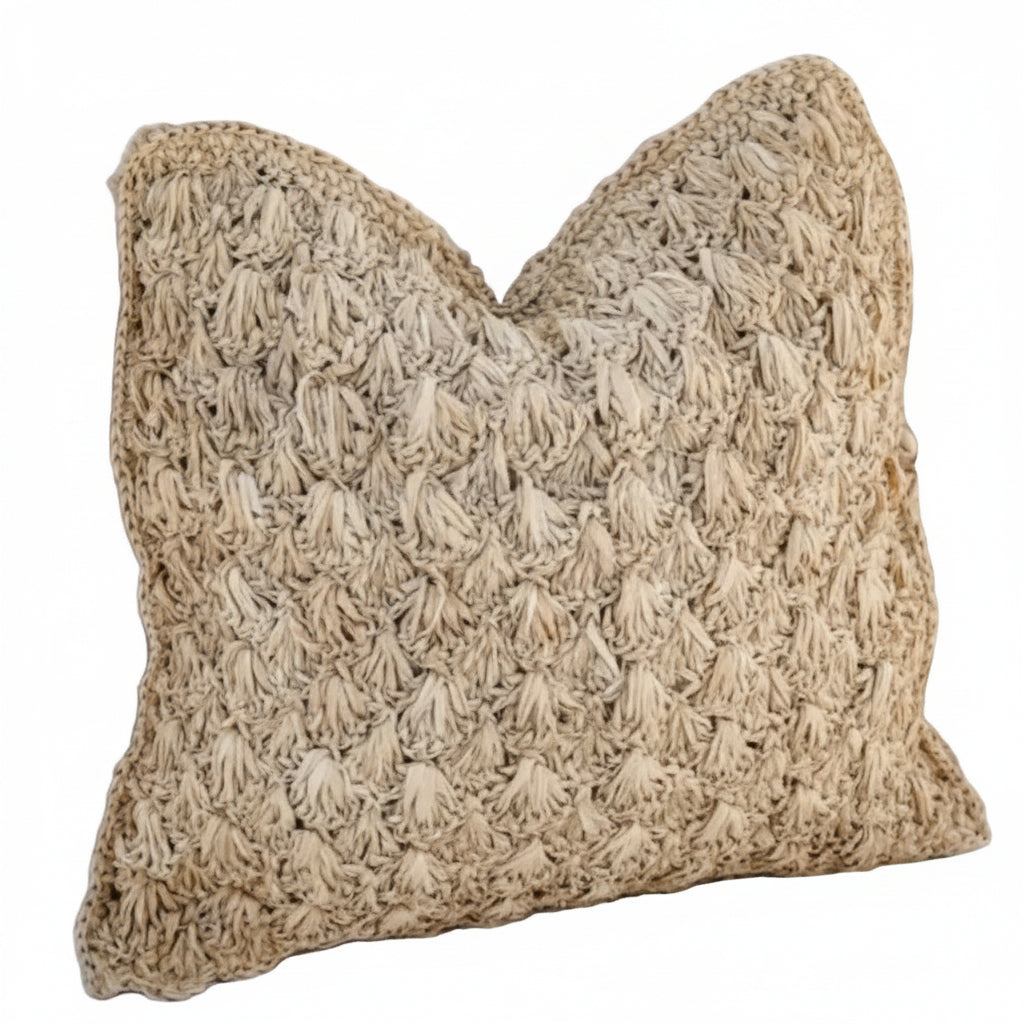 A square woven throw cushion cover in a natural raffia - a touch of coastal luxe 