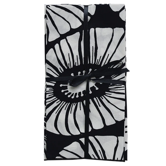 Napkins Retro Flower - Black and White