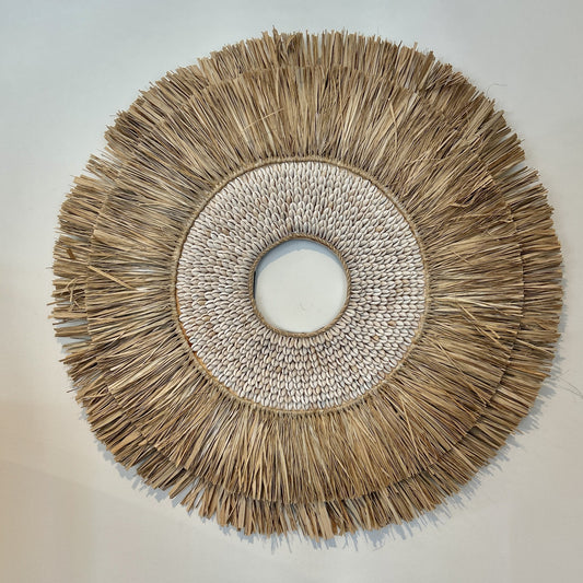 Shell and raffia wall art