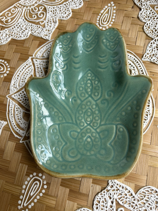 Ceramic Hamsa Hand - Aqua