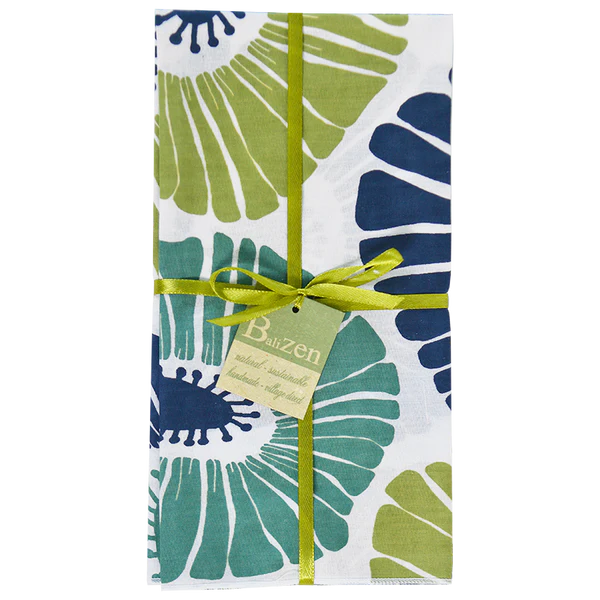 Napkins Retro Flower - Green and Blue