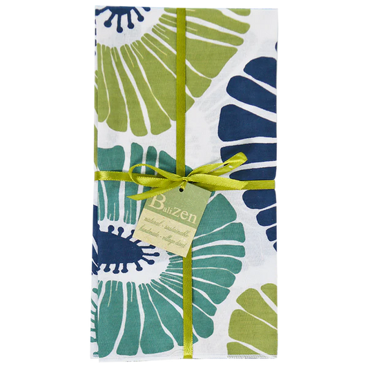 Napkins Retro Flower - Green and Blue