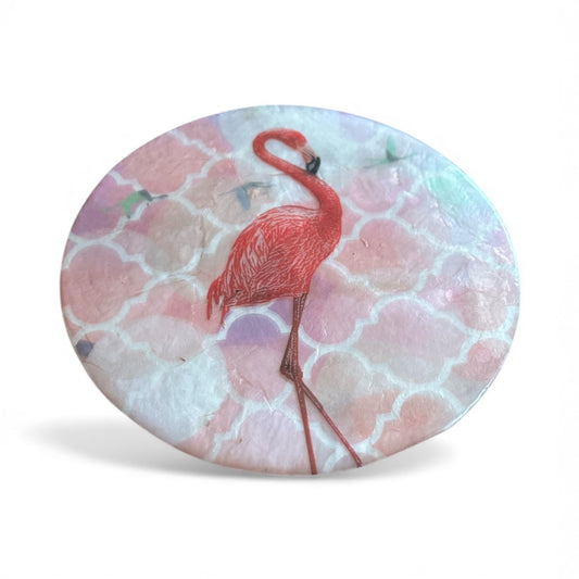Capiz shell coasters - flamingo