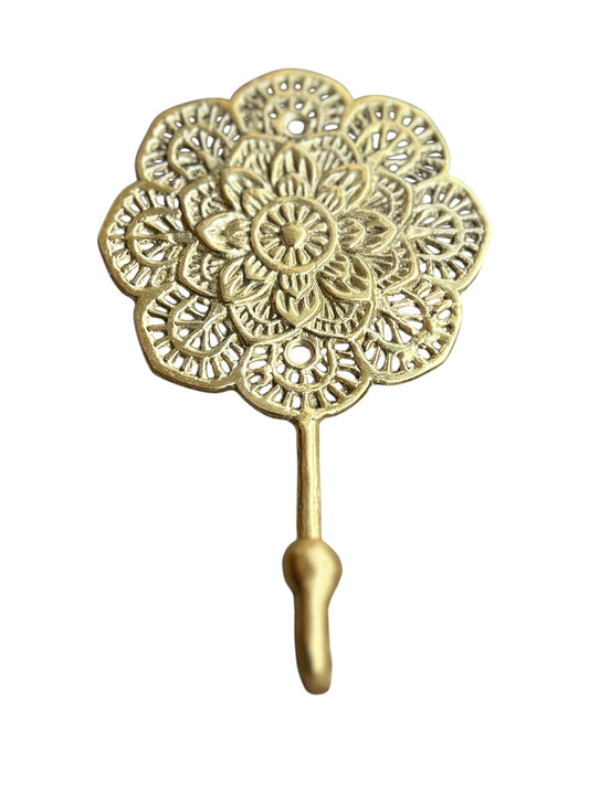 Mandala solid brass hook