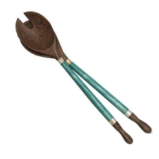 Capiz Shell Salad Servers - Teal