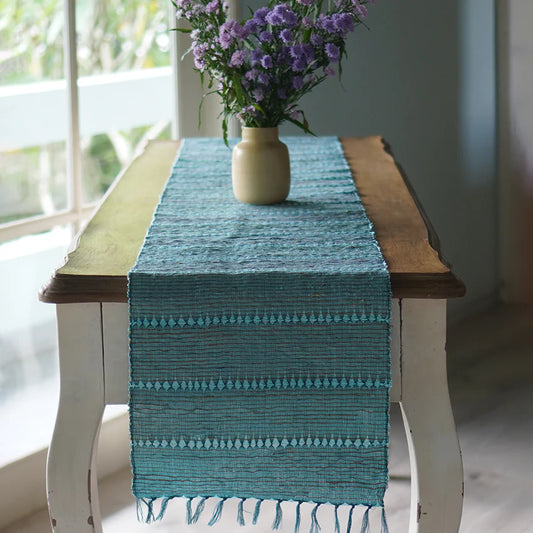 Balizen Vetiver Table Runner - Indigo Stripes (Pre-order)