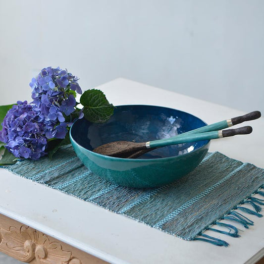 Capiz Shell Salad Bowl - Water Blue