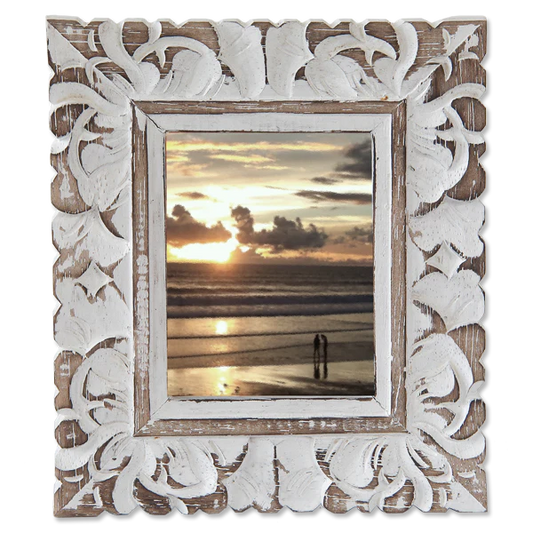 Carved Whitewashed Photo Frame